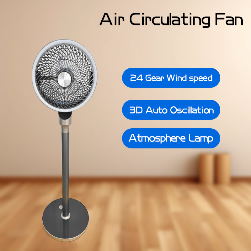 3D Auto Oscillation Standing Fan DC Electrical 24 Gear Wind Speed Circulating Fan Height Adjustable Table Fan